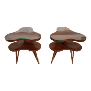Pair of Mid-Century Three Leaf Clover / Cloud Side Tables