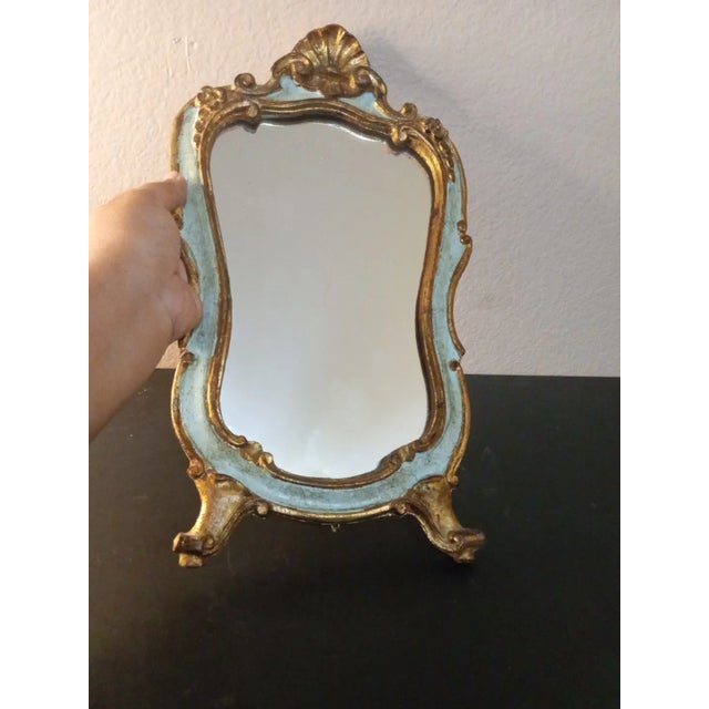 1960s Handcrafted Teal Gilded Venetian French Florentine Mirror For Sale In Dallas - Image 6 of 9