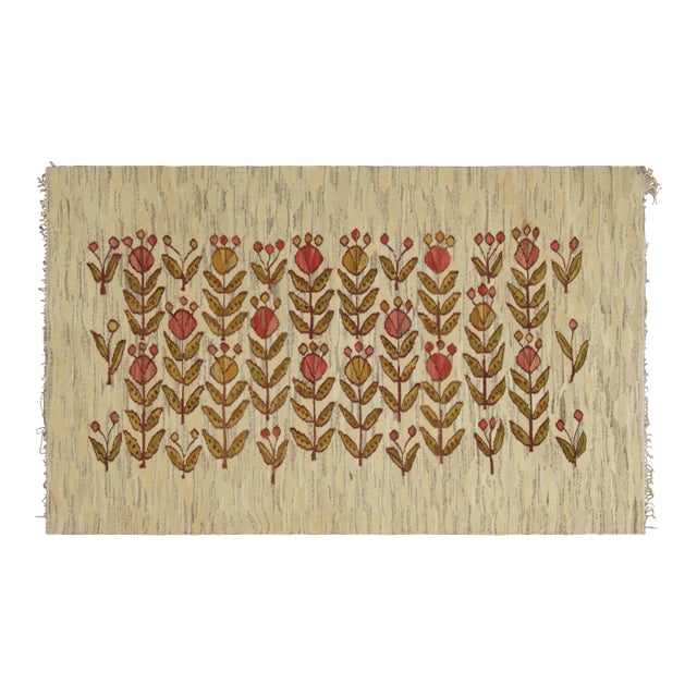 Vintage Egyptian Kilim With Pink and Green Florals - Rug & Kilim For Sale