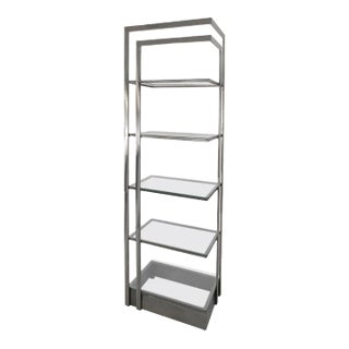 Mid 20th Century Vintage Modern Stainless Steel and Glass Bookshelf Etagere For Sale