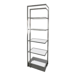 Mid 20th Century Vintage Modern Stainless Steel and Glass Bookshelf Etagere