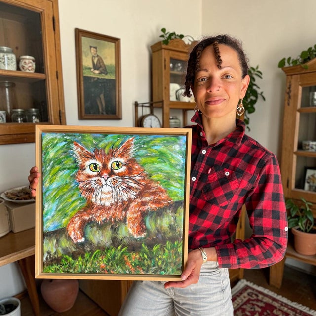 Original 21st-century painting of an orange cat, created by the Dutch artist Irene van Genderen-van de Wilt. The painting...