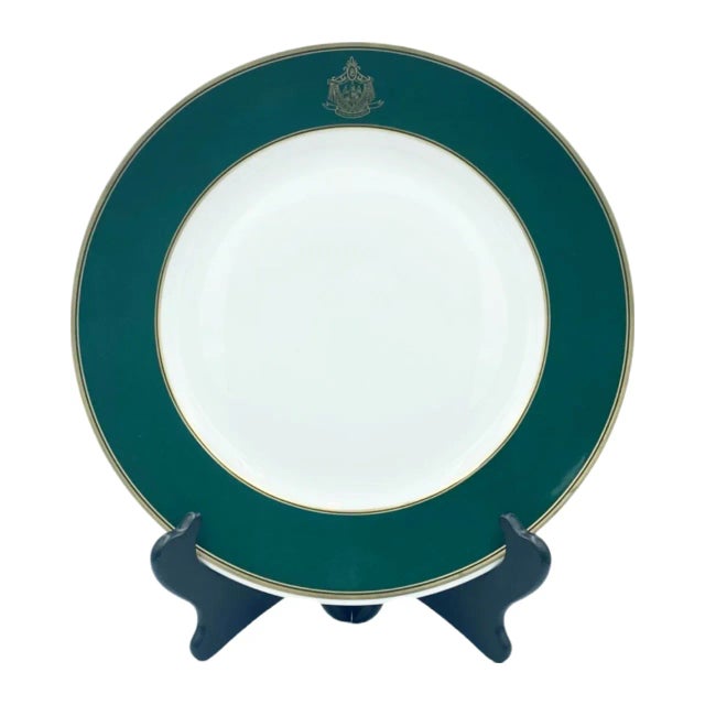 Vintage the Beverly Hills Hotel Green & Gold Charger Dining Dinner Plate For Sale - Image 9 of 13