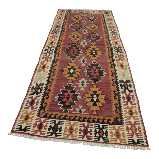 1950s Southwestern Hand Knotted Kilim Rug For Sale