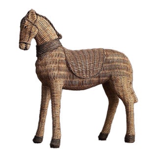 2020s Woven Rattan Horse Sculpture For Sale