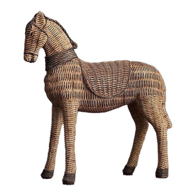 2020s Woven Rattan Horse Sculpture For Sale