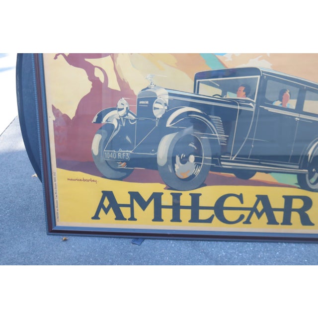 Vintage Framed French Automobile Poster Amilcar by Maurice Barbey 1932 For Sale In New York - Image 6 of 12