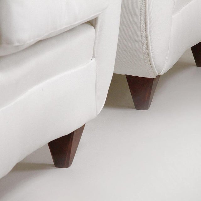 Set of Italian Armchair and Ottoman in White Fabric, Italy, 1940s For Sale - Image 12 of 17