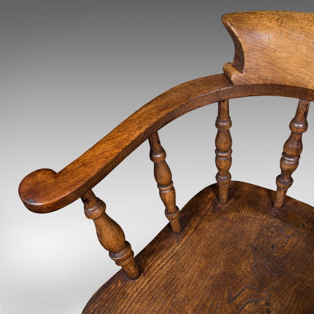 Antique Smoker's Bow Chair, English, Country House Elbow Seat, Edwardian, 1904 For Sale - Image 9 of 12