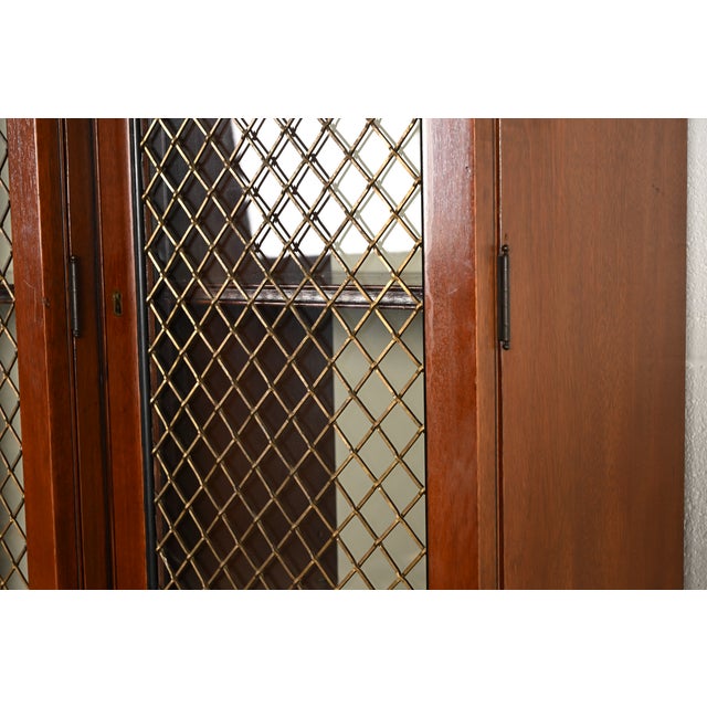 Kittinger English Regency Carved Mahogany and Rosewood Breakfront Bookcase Cabinet, Circa 1960s For Sale - Image 9 of 17