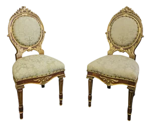 Chairs in Lacquered and Gilded Wood, 1960s, Set of 4