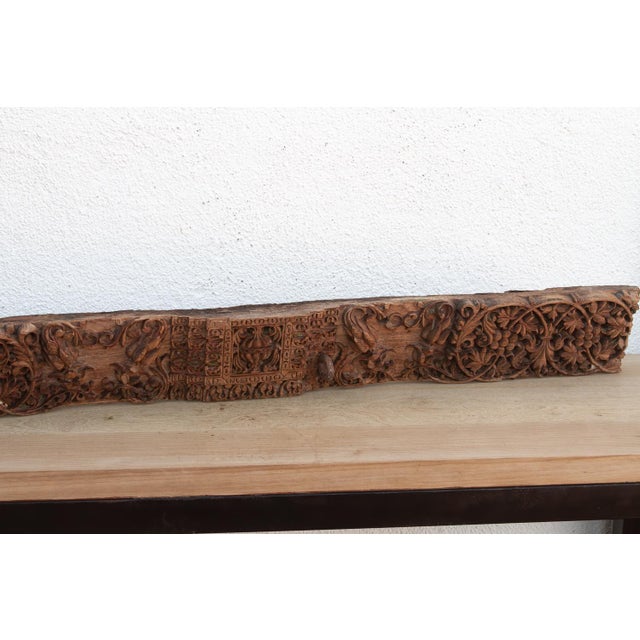 Wood Antique India Floral Scrolls Lintels Frieze For Sale - Image 7 of 8