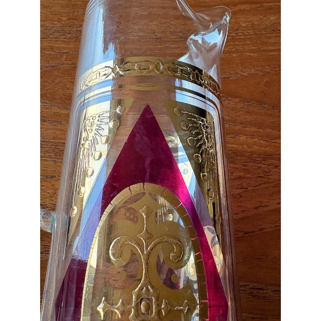 Culver Ltd. Culver Cocktail Pitcher 22k Gilt and Cranberry For Sale - Image 4 of 9