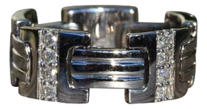 The Mecosta Village: Men's 14K White Gold Flexible Band set with Diamonds