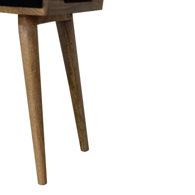 Black Velvet Upholstered Footstool With Wooden Tray Frame For Sale - Image 8 of 8