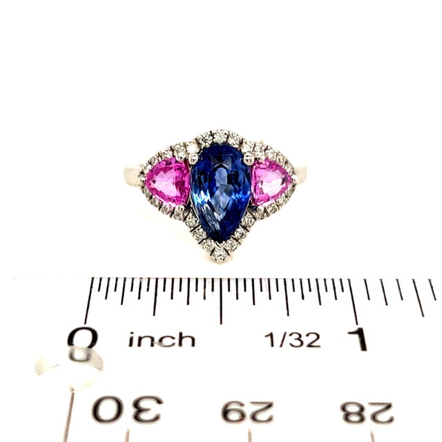 Natural Sapphire Diamond Ring 14k Gold 3.43 TCW Certified, Size 6.5 For Sale - Image 12 of 12