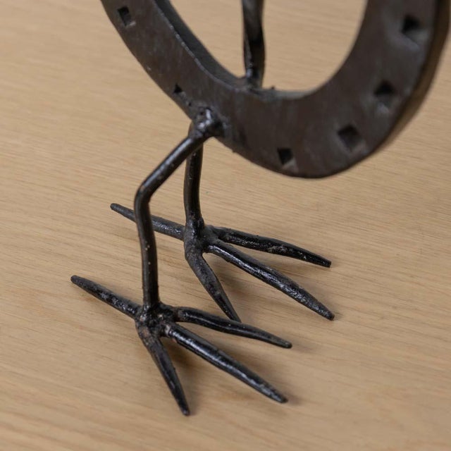 1950s French Black Iron Rooster Candlestick For Sale - Image 10 of 10