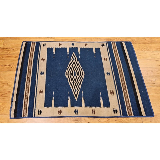 Blue Early 20th Century Saltillo Serape Kilim Rug For Sale - Image 8 of 9
