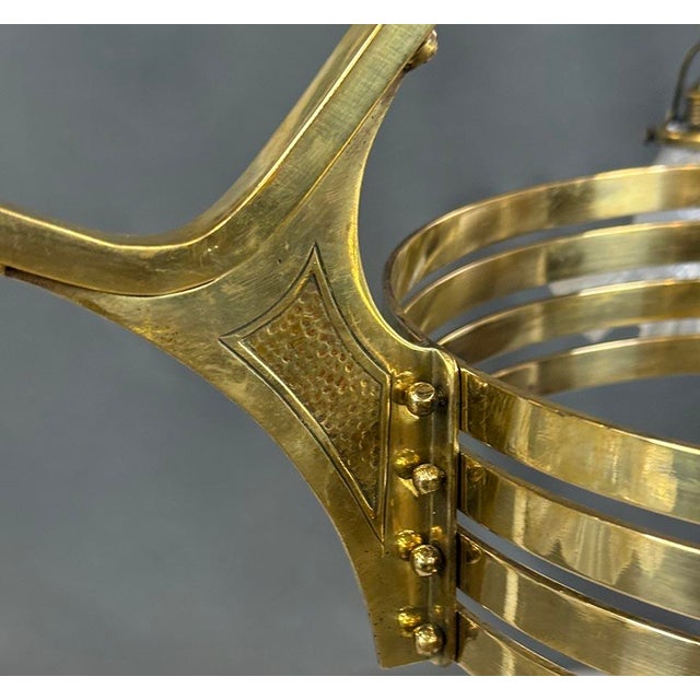 Gold Antique Art Nouveau Brass Chandelier, 1900s For Sale - Image 8 of 9