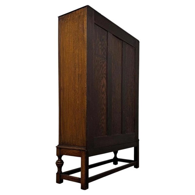 Antique English Oak Glazed Display Cabinet, 1900s For Sale - Image 9 of 12