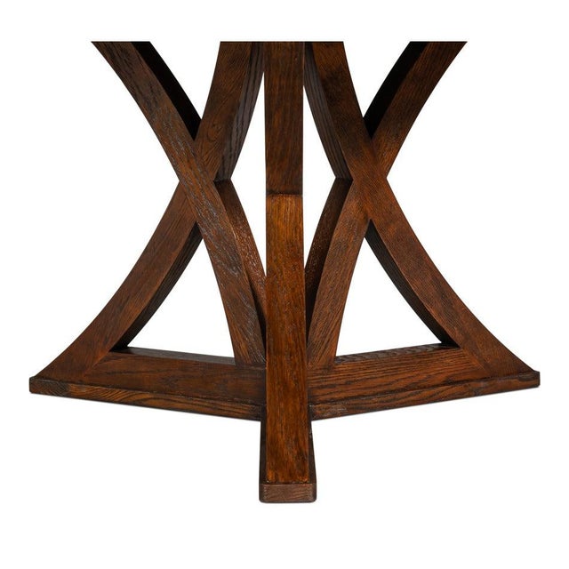 Transitional Round Dining Table, Large - Warm Brown Oak For Sale - Image 10 of 11