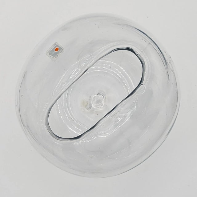 Blenko Art Glass Large Clear Pinched Globe Vase Rose Fish Bowl 1982-1999 For Sale - Image 10 of 12