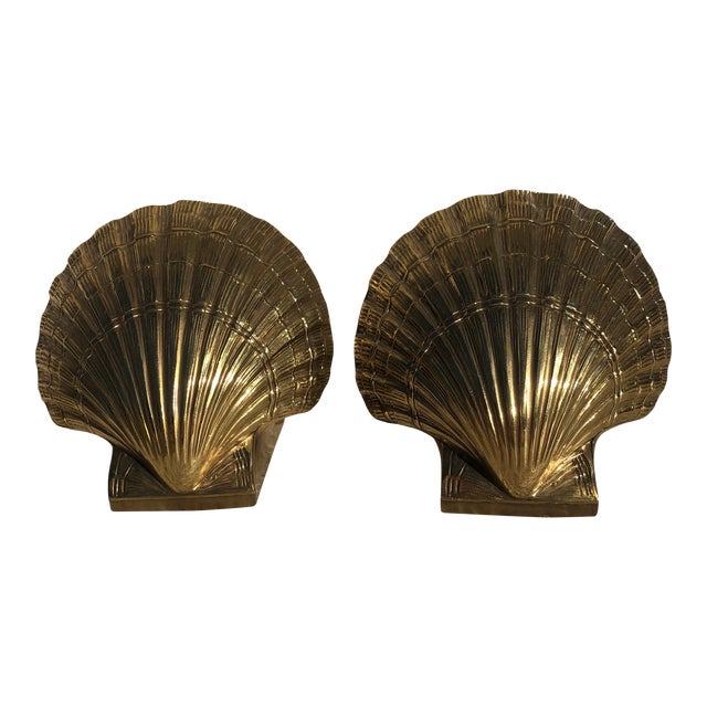Mid 20th Century Brass Seashell Bookends - a Pair For Sale