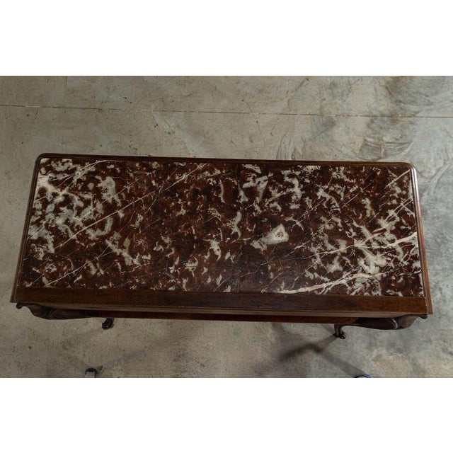 French Walnut and Marble Serving Tables, 1880s, Set of 2 For Sale - Image 9 of 18