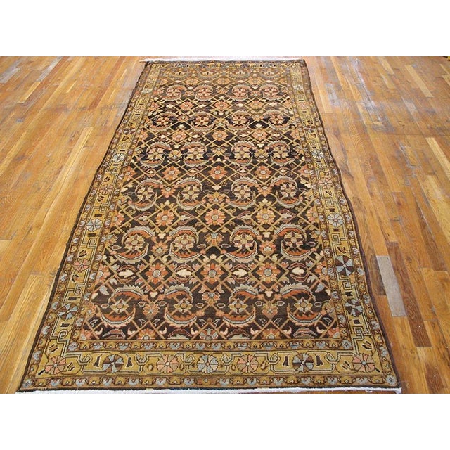 1940s Brown Tribal Herati Pattern Antique Malayer Rug For Sale - Image 5 of 5
