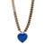 Murano Glass Blue Heart Pendant Gold Hematite Happy Necklace For Sale - Image 10 of 10