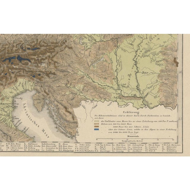 Relief Map of Germany and the Alps Showing Rivers and Terrain, 1855 For Sale - Image 4 of 10