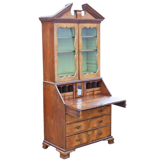 Large Antique Georgian Walnut Bureau Bookcase, 18th Century For Sale - Image 3 of 9