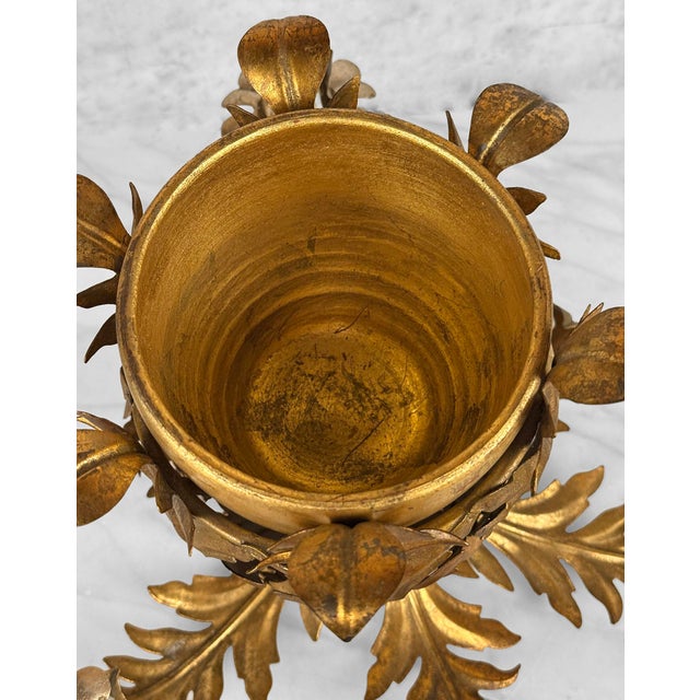 Vintage Italian Gold Gilt Metal Centerpiece Planter Candlestick Holder For Sale - Image 6 of 10