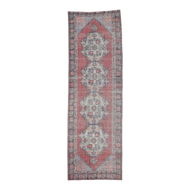 3'x9'5 Vintage Turkish Hand-Knotted Oriental Runner For Sale