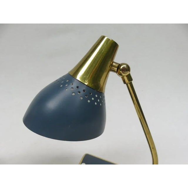 Small Red and Blue Brass Bedside Table Lights, 1950s, Set of 2 For Sale - Image 16 of 18