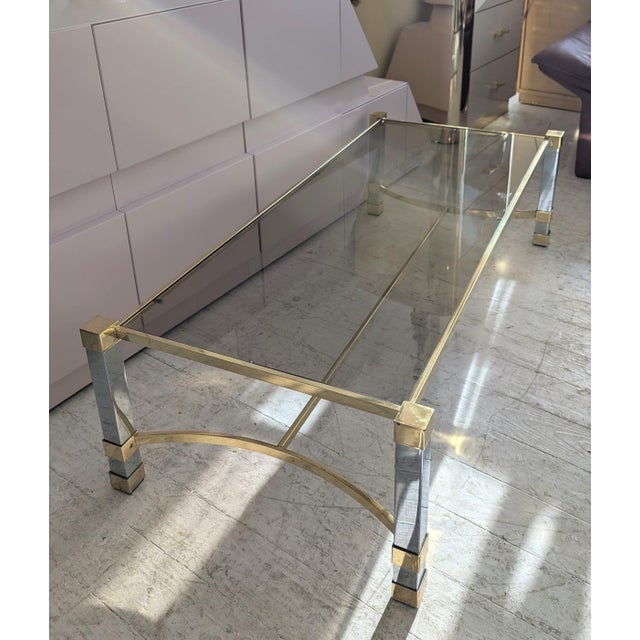 1970s Large Mid-Century Hollywood Regency Chrome and Gilt Coffee Table, 1970s For Sale - Image 5 of 15