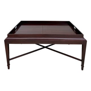 Barbara Barry for Baker Mahogany Gallery Tray Top Coffee Table For Sale