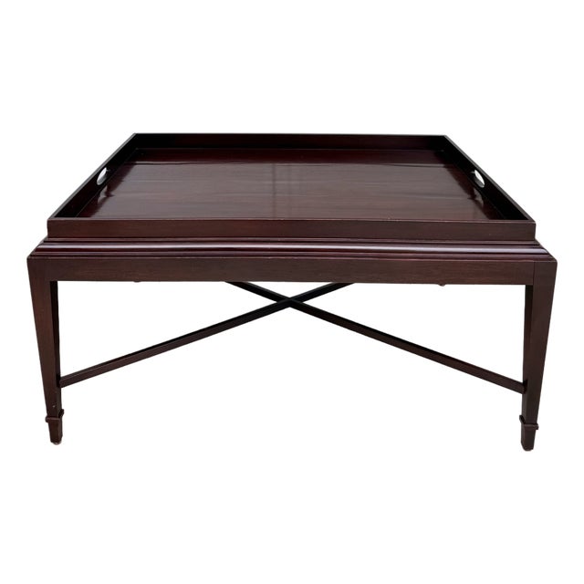 Barbara Barry for Baker Mahogany Gallery Tray Top Coffee Table For Sale