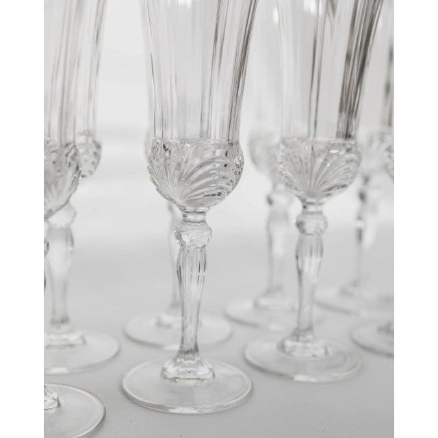 Vintage Italian Melodia Champagne Glasses in Cut Crystal, 1980s, Set of 8 For Sale - Image 5 of 11