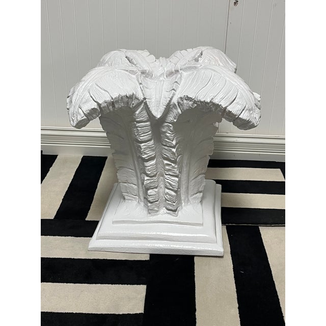 1980s Vintage Like Serge Roche Hollywood Regency Palm Leaf Coffee Table Pedestal For Sale - Image 5 of 12