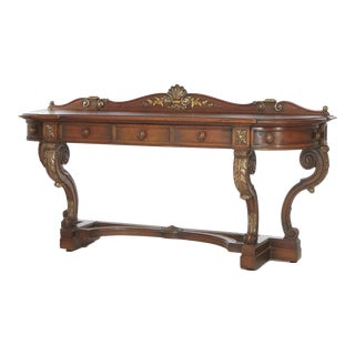 Antique Italian Style Carved Oak & Giltwood Sideboard, 1910 For Sale