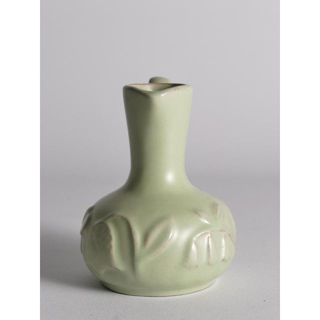 1940s Celadon Green Relief Vase by Anna-Lisa Thomson for Upsala Ekeby, 1940s For Sale - Image 5 of 12