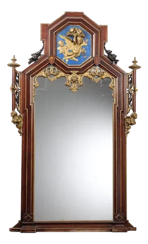 Antique Mahogany Mirror, Italy, 19th Century