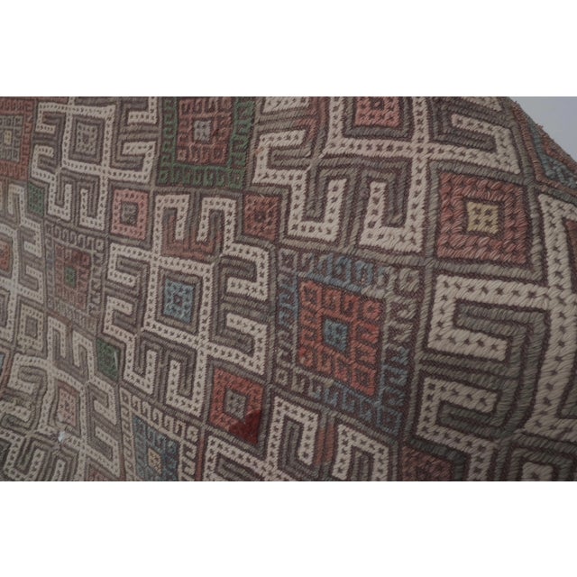 Ecru 1960s Vintage Wool Turkish Jajim Kilim Rug 2'4'' X 8'10'' For Sale - Image 8 of 13