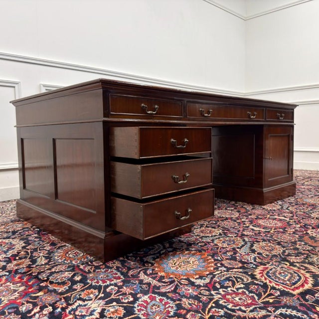 Large English Classic Partner Desk For Sale - Image 12 of 18