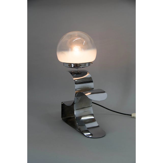 Silver Table Lamp with Murano Glass Shade, 1980s For Sale - Image 8 of 11
