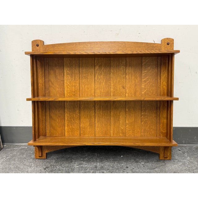Arts & Crafts Circa 2001 Stickley Furniture Oak Wall Mounted Plate Rack For Sale - Image 3 of 12
