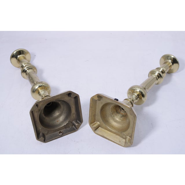 Pair of Virginia Metalcrafters Harvin Brass Candlesticks For Sale - Image 14 of 16