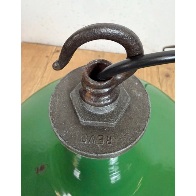 Industrial Green Enamel Factory Pendant Lamp from Revo, 1950s For Sale - Image 16 of 18
