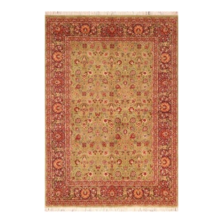 Shabby Chic 1990's Pak-Persian Green/Burgundy Wool Rug - 6'2'' X 8'9'' For Sale